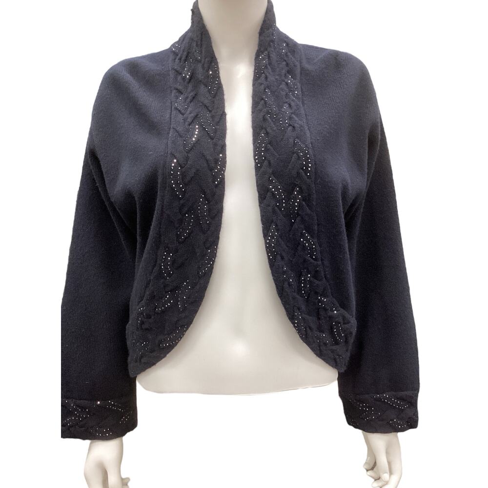 St. John Cashmere By Marie Gray Women’s Sweater Size M/L Navy 100% Cashmere